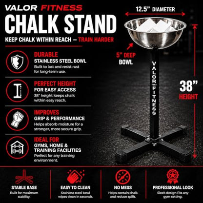 Valor Fitness Chalk Holder Station – Gym Chalk Stand Includes 8-2 oz Chalk Blocks for Weightlifting, Gymnastics, Rock Climbing, Boxing & Martial Arts Grip Support Strength Training Accessories