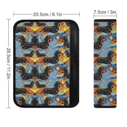 2PCS Dachshund Starry Night Seat Belt Shoulder Pad Soft Padded Harness Pads Strap for Adults and Children, All Vehicles, Anti-Slip Pad - color: Pattern 667
