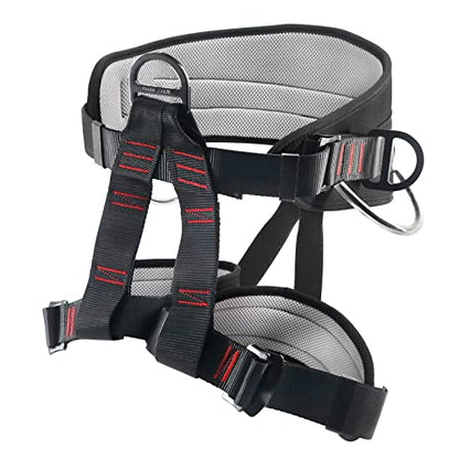NewDoar Climbing Harness, Mountaineering Rock Climbing Harness, Half Body Harness for Rappelling Fire Rescuing Tree Climbing - color: Upgrade Black