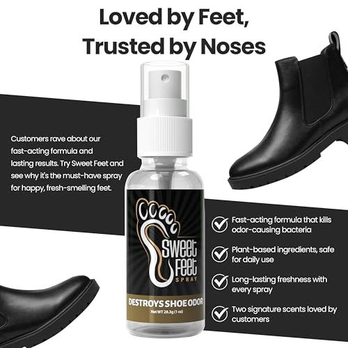 Sweet Feet Fresh Scent Shoe Spray – 1 oz Travel Size – Fast-Drying Footwear Mist for Sneakers, Cleats, Gym Bags & More – TSA-Friendly
