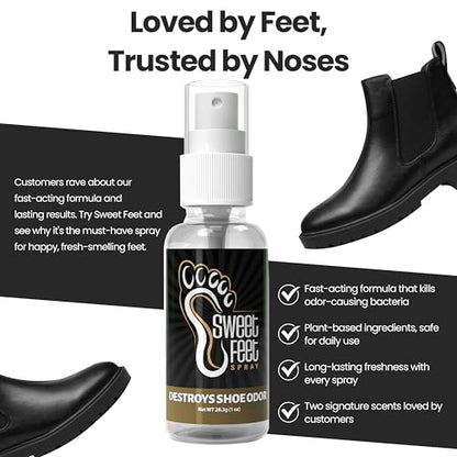 Sweet Feet Fresh Scent Shoe Spray – 1 oz Travel Size – Fast-Drying Footwear Mist for Sneakers, Cleats, Gym Bags & More – TSA-Friendly