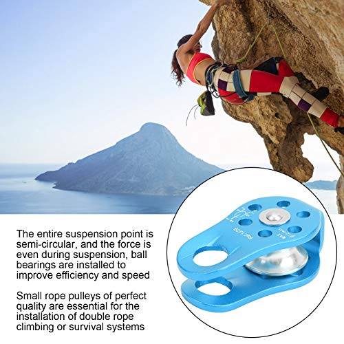 20KN Outdoor Climbing Pulley, Aluminum Side Swing Pulley, Climbing Pulley for Climbing Aloft Work Rappelling Rescue - size: Blue