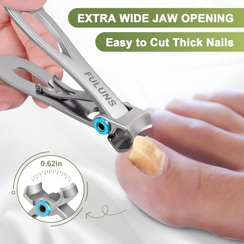 Toenail Clippers for Men Thick Toenails with 16MM Wide Jaw Opening, Large Nail Clippers for Seniors Thick Nails with Long Handle, Heavy Duty Sharp Slanted Nail Cutter Gifts for Men Women Adults - style: Silver Slanted Nail Clippers Set