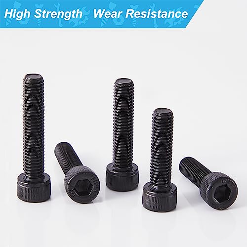 M6 x 10mm 14mm 18mm 20mm 25mm Hex Socket Head Cap Screws Bolts, 12.9 Grade Alloy Steel, Black Oxide Finish, Metric Allen Drive, Fully Threaded, Assortment Kit 50Pcs - size: Socket M6x10-25 mm
