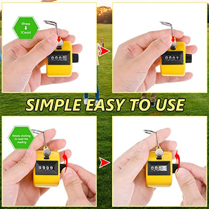 TOODOO 6 Pack Hand Tally Counter 4 Digit Mechanical Palm Clicker Plastic Hand Held Counter Clicker with Metal Finger Ring for School Golf Sports Events Office Stadium - color: Bright Color