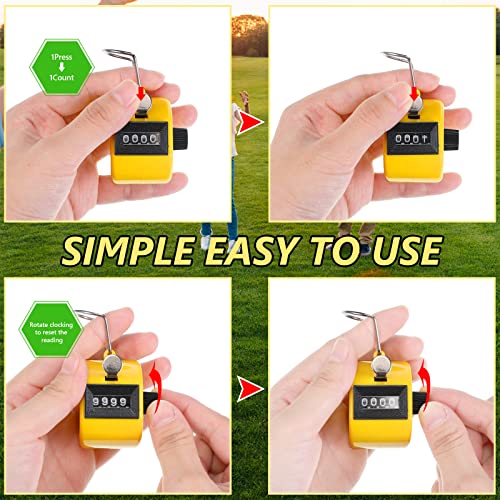 TOODOO 6 Pack Hand Tally Counter 4 Digit Mechanical Palm Clicker Plastic Hand Held Counter Clicker with Metal Finger Ring for School Golf Sports Events Office Stadium - color: Bright Color