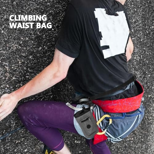 BESPORTBLE Anti-Slip Oxford Cloth Chalk Bag for Rock Climbing and Bouldering with Zippered Pocket Lightweight Gray Waist Pouch for Hiking Gymnastics Weightlifting and Outdoor Training