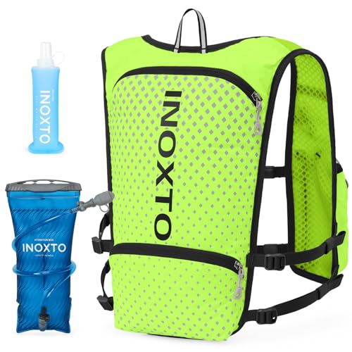 INOXTO Running Hydration Vest Backpack,Lightweight Insulated Pack with 1.5L Water Bladder Bag Daypack for Trail Hiking Running Cycling Race Marathon for Women Men - color: Green
