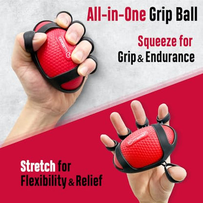 FitBeast Grip Strength Trainer, Hand Gripper Strengthener Kit - 6 Pack with Adjustable Resistance Forearm Strengthener, Forearm Exerciser and Massage Balls for Hand Therapy, Grip Training - color: Red