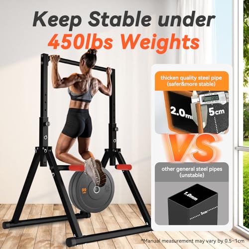 WATBKHE Power Tower Pull Up Dip Station Foldable, Pull Up Bar Station Adjustable, Multi-Function Home Gym, Strength Training Fitness Equipment, Triangular Design, for Home Outdoor - color: Black