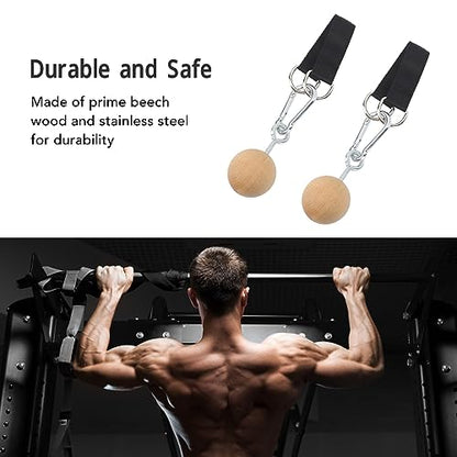 Pull Up Ball Grip, Wooden Non-Slip Rock Climbing Holds Pull Up Power Ball with Straps for Strength Training Attachment