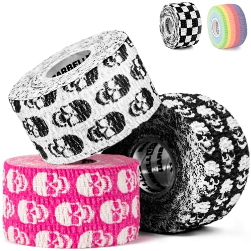 Professional Weight Lifting Thumb Tape - Protects Finger Tape, Adhesive for Powerlifting, Yoga & Gym, Hand Grip Support for Weightlifting, Deadlift, Barbell Hook Grip - color: Mix Skull