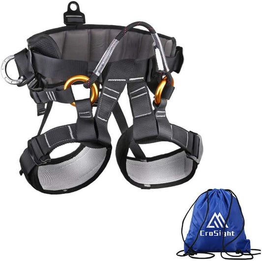 Climbing Seat Belt, Caving, Rock Climbing and Rappelling Equipment, Body Guard Protect, Rappelling Rescuing Equip - color: Half-body Black
