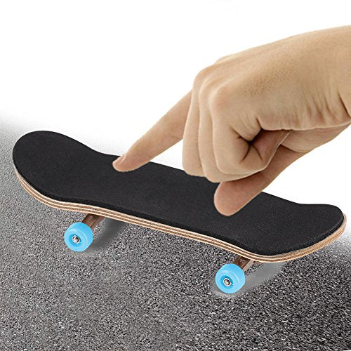 Gavigain 1Pc Wooden Fingerboard Maple Wooden Alloy Fingerboard Finger Skateboards with Box Reduce Pressure Kids Gifts(Light Blue)