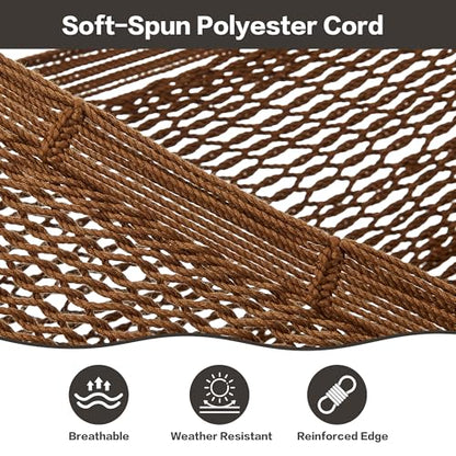 CHULIM Handwoven Mayan Hammock with 10ft Tree Straps, 550lbs Capacity Soft Rope Double Hammock, Portable Outdoor Hammock with Carry Bag for Camping Backyard Beach - Coffee - color: Coffee