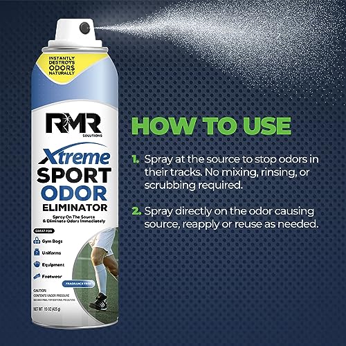RMR Xtreme Sport Odor Eliminator Spray - Heavy-Duty Equipment, Uniform, Gym, and Shoe Deodorizer, 15 Ounces, Fragrance-Free