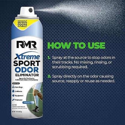 RMR Xtreme Sport Odor Eliminator Spray - Heavy-Duty Equipment, Uniform, Gym, and Shoe Deodorizer, 15 Ounces, Fragrance-Free