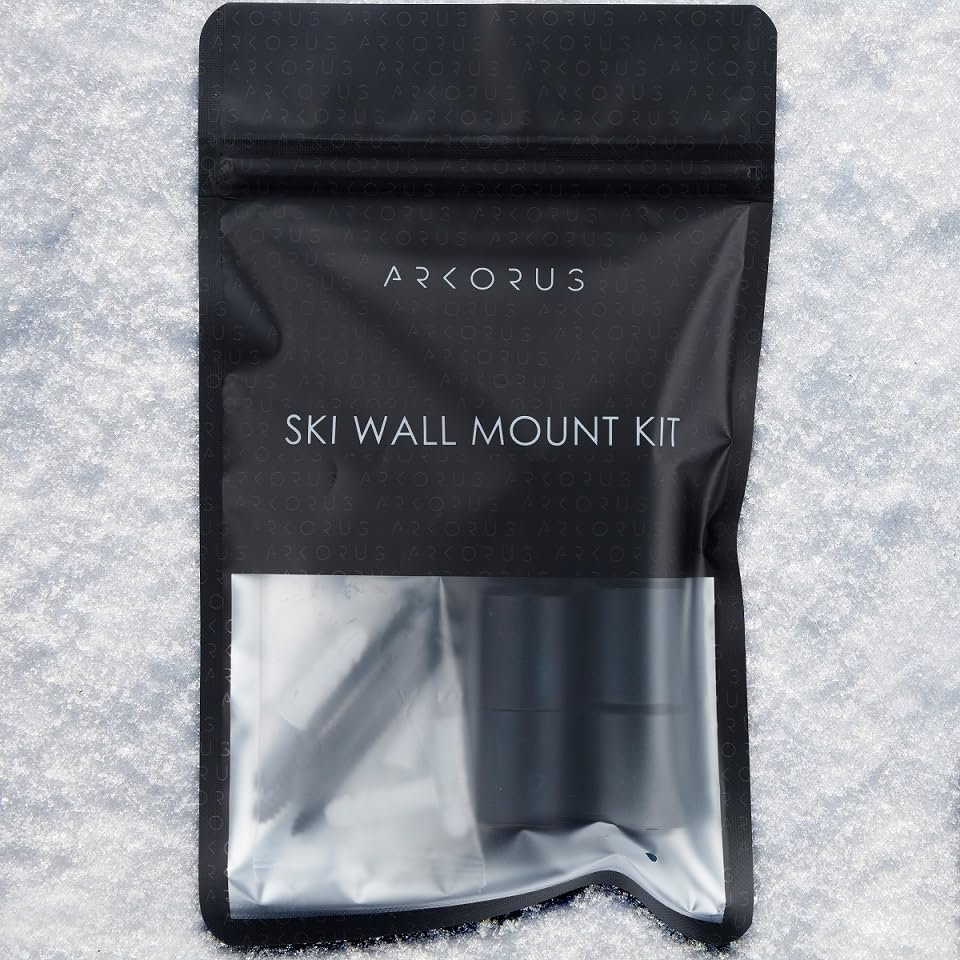 Arkorus [NEW] (8 PCS) Ski Wall Mount Storage – Edge-Safe hanger, Modern Floating Vertical Rack, Clip Hook Holder to Securely Store, Hang and Display Skis, Space-Saving Skiing Equipment Organizer