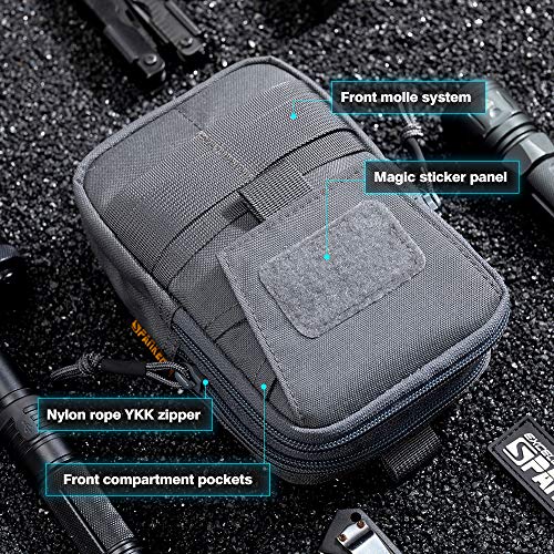 EXCELLENT ELITE SPANKER Tactical Molle EDC Pouch with Cellphone Pouch | Molle admin pouch,molle utility pouch,tool pouch,Organizer Nylon Belt Waist Bag - color: Grey