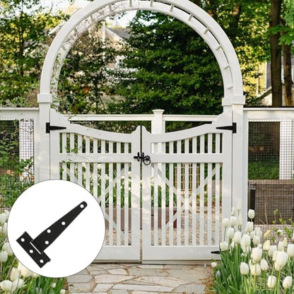 4 Pcs 5 inch T Strap Hinges Heavy Duty, Shed Door Gate Hinges | 5 inch t hinges Heavy Duty Black Outdoor Tee Hinge for Wooden Fences, Barn Door Gates Hinge for Shed Door Hardware - size: 5 Inch