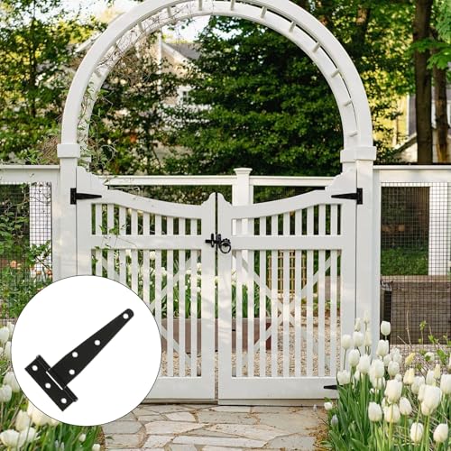 4 Pcs 6 Inch T Strap Hinges Heavy Duty, Shed Door Gate Hinges | 6 inch gate hinge black Heavy Duty Black Outdoor Tee Hinge for Wooden Fences,Barn Door Gates Hinge for Shed Door Hardware - size: 6 Inch