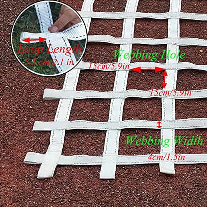 Climbing Cargo Net Heavy Duty,Ninja Net,Rope Ladder for Kids Outdoor Treehouse Backyard Playground Indoor Obstacle Webbing Net for Swing Set Jungle Gym Accessories for Slacklines,White - size: 3x42ft/0.9x12.8m