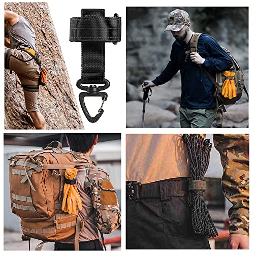 FAZee Glove Holder for Duty Belt Gloves Strap Work Gloves Safety Clip Outdoor Tactical Glove Keeper Climbing Rope Storage with 360° Swivel Hook Buckle