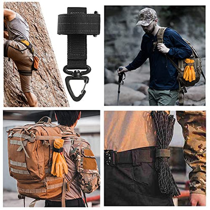 FAZee Glove Holder for Duty Belt Gloves Strap Work Gloves Safety Clip Outdoor Tactical Glove Keeper Climbing Rope Storage with 360° Swivel Hook Buckle