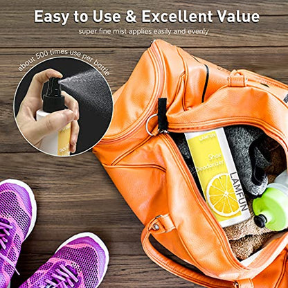 Shoe Deodorizer Spray, Lamfun Natural Odor Eliminator for Smelly Feet, Shoes and Gym Bags, Foot Deodorant Fights Odor, Lemon Fragrance, 150ml