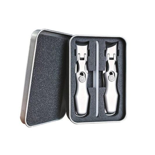 Sakerplus Portable Ultra Sharp Nail Clippers,Nail Clippers for Men with Catcher,Stainless Steel Toenail Clipper with Nail File for Men Women Seniors (Silver Flat + Beveled + Glass Set) - color: Silver Flat + Beveled + Glass Set