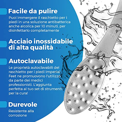 Stainless Steel Foot Scraper | Professional Double-Sided Foot File Callus Remover for Feet | Foot Rasp Scrubber for Wet Or Dry Skin | Easy to Clean Pedicure Tool, Heel Grater for Feet