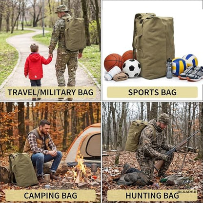 Military Tactical Backpack Large Capacity Travel Climbing Bag Duffel Bag Top Load Double Strap Canvas Backpack - color: Brown