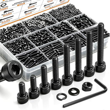 mankk 1015PCS M3 Screws Kit, M3×6/8/10/12/16/20/25/30mm Hex Socket Head Cap Screws,12.9 Grade Alloy Steel Machine Screws with Nuts & Washers for 3D Printer Electronics DIY Repair - size: M3 -1015PCS, style: Hex Socket Cap