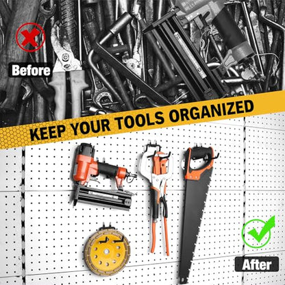 ELEAD 8-Piece Flat Pegboard Hooks, Peg Board Organizer Accessories for Hanging, Fit 1/4" Pegboard, Peg Board Tool Hangers for Garage Kitchen Workbench - style: Flat Hooks 8-Piece