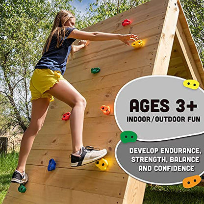 Squirrel Products Rock Climbing Holds for Kids, Deluxe Extra Large Climbing Rocks with Mounting Hardware - DIY Rock Wall Indoor & Outdoor Playground Accessories Wall Climbing Kit - Ages 3+ - style: 20 Pack