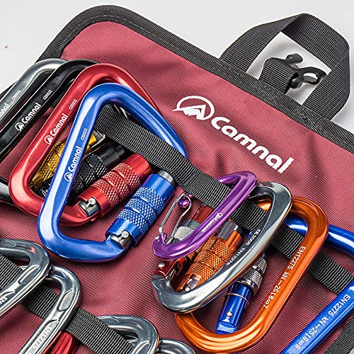 Climbing Quickdraw Hanging Storage Bag, Carabiner Hook Gear Equipment Parts Collections, Durable Foldable Bundled Roll Waterproof Bag(Black)