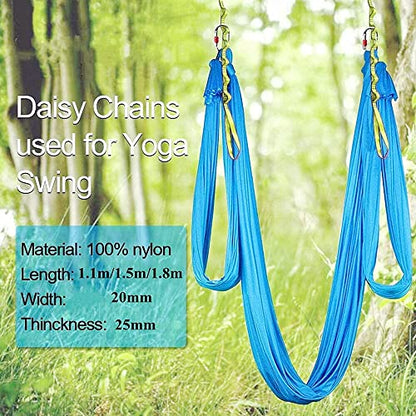 2Pcs 22KN Strong Climbing Strap Daisy Chain Nylon Daisy Chain Adjustable Strap Rope ，Length 110/150/180cmYoga Extend Belt - color: Blue, size: 1.1m