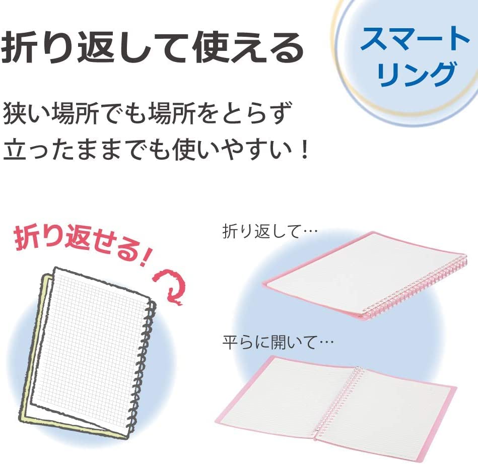 Kokuyo Campus Smart Ring Binder, B5 Clear Refillable Binder Notebook 26 Holes with 10 Extra Loose-Leaf Paper, Up to 60 Filler Papers for Work & Study, Japan Import (RU-SP706T) - color: Clear