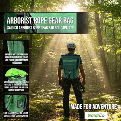 SaidiCo Arborist Rope Gear Bag 50L Capacity with Multiple Carry Options