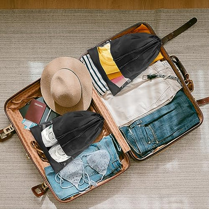 Large Black Travel Shoe Bags - 5 Pcs with Clear Window, Non-Woven Drawstring, 12.6" X 17.3" for Men Women - color: Black, style: 5 Pack