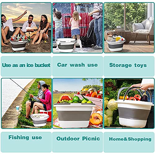 4.2 Gal(16L) Large Collapsible Plastic Bucket with Handle for House Cleaning, Space Saving Outdoor Multiuse Foldable Water Pail/Sink for Camping,Fishing,Ice (Blue) - color: Indigo Blue