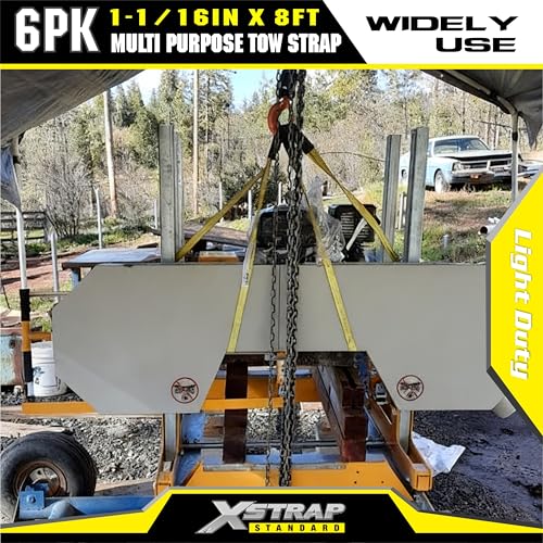 XSTRAP STANDARD 6PK 1"x8' Lift Sling Straps Wear Guard End Heavy Duty Strap | 4,000 lbs Break Strength Lifting Straps with 2 Reinforced Loops for Tree Saver Lifting Furniture Appliances Machine, hoisting - style: 6pk 1''x8ft