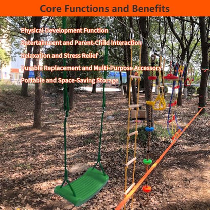 Kids Curved Swing Seat with Adjustable Rope Backyard | Heavy Duty, Anti-Slip, Tree Swing, Indoor & Outdoor Use, Ninja Course Accessories CPSC Approval - size: Rigid Swing