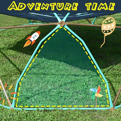 Merax 13FT Climbing Dome with Hammock, Outdoor Geometric Dome Climber | Playground Climber for Kids 3-10 Supporting 1000 lbs, Easy Assembly Play Center Jungle Gym - style: 13FT Blue & Coffee
