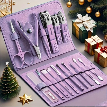 16pcs Nail Clippers Kit, Ultra Sharp Sturdy Fingernail Cutters, Professional Nail Clippers Pedicure Care Tools, Toenail Clipper Cutters for Men and Women Nail Trimmer,Luxury Gold Color,Purple - color: Purple