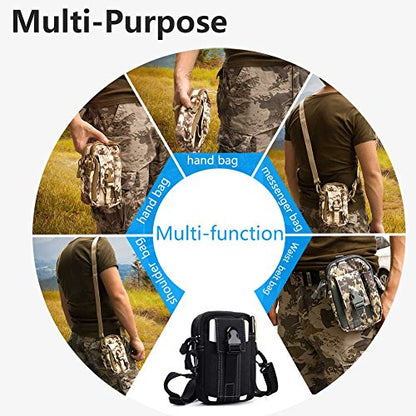 ofone Small Tactical Molle Pouch, Military Waist Pouch EDC with Smartphone Holster Holder Utility Gadget Belt Bag for Outdoor - color: Black