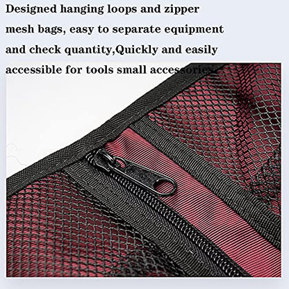 Climbing Quickdraw Hanging Storage Bag, Carabiner Hook Gear Equipment Parts Collections, Durable Foldable Bundled Roll Waterproof Bag(Black)