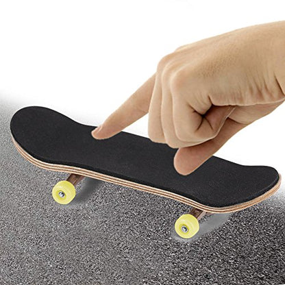 Milltrip Wooden Finger Skateboards, 1Pc Maple Wooden Alloy Fingerboard Finger Skateboards with Box Reduce Pressure Gifts (Yellow) - color: Yellow