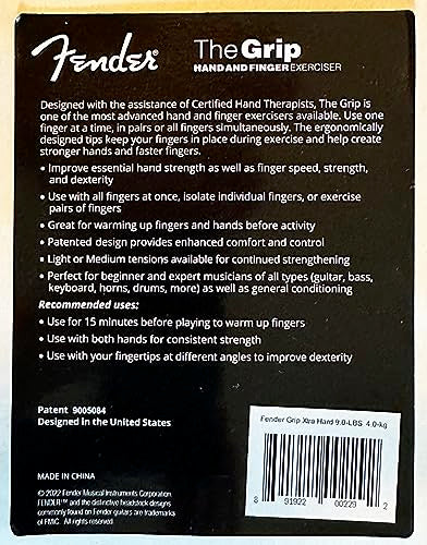 Fender GRIP Hand and Finger Exerciser – Best Ergonomic Finger Strengthener to improve play on all stringed instruments (Guitar, Bass, Violin, etc.) (Tensions: WHITE=5-Lbs; RED=7-Lbs; BLACK=9-Lbs) - color: Black