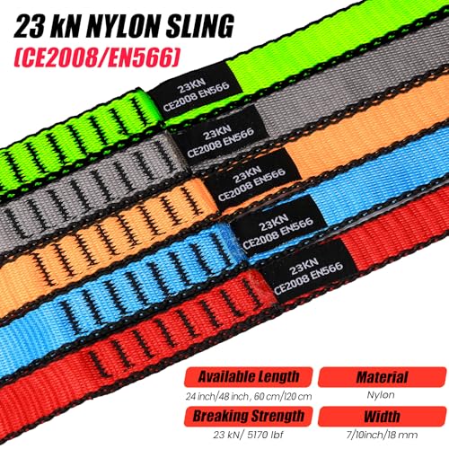 18MM Nylon Climbing Slings Runners 23 kN Strong Webbing Straps for Rock Climbing, Rappelling, Swing, Yoga Hammock etc - color: 1PC Red, size: 24inch/60cm